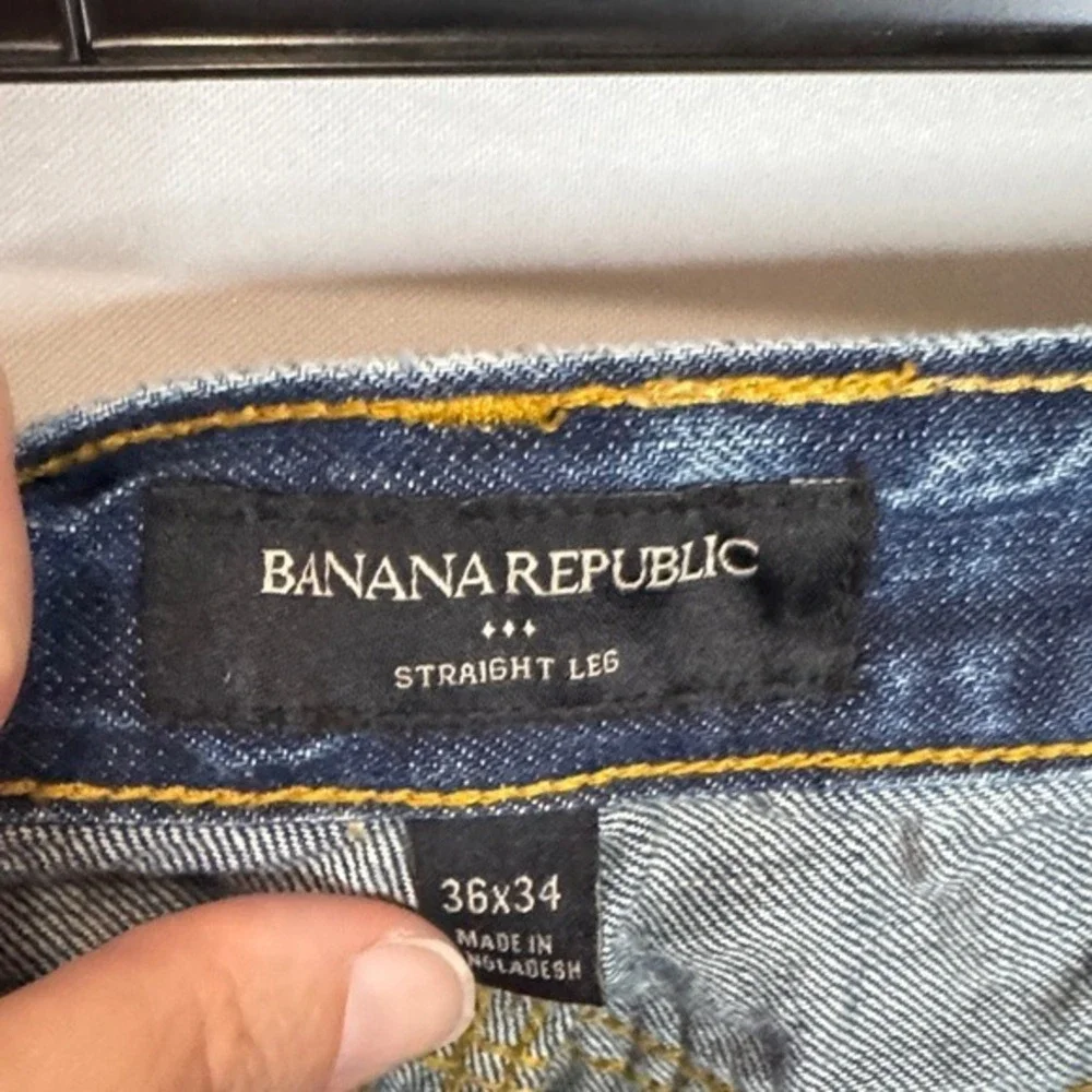 Banana Republic Mens‎ Straight Leg Jeans 36x34 Medium Wash Blue Denim